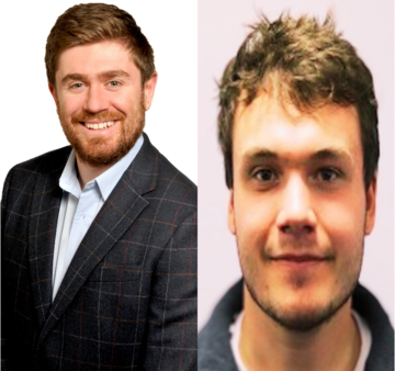 Benjamin Scher on the left is has short ginger hair wearing a dark blue suit jacket and  Guillaume Paugam with short brown hair smiling at the camera.