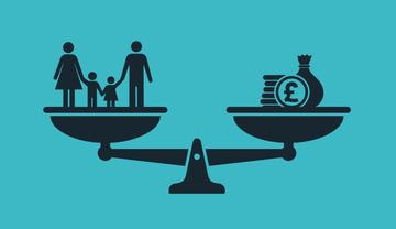 Image representing the balance between people and money in welfare systems