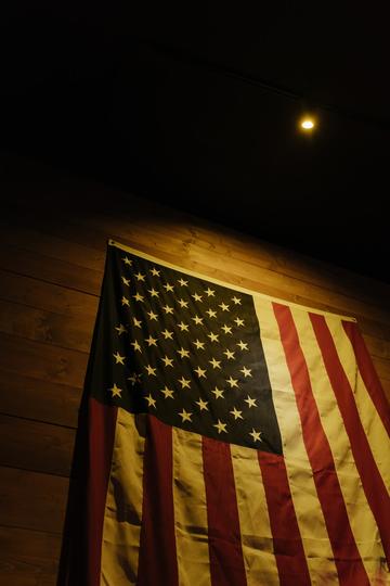 American flag on a wall