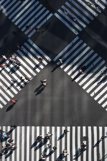 People on a crosswalk People on a crosswalk