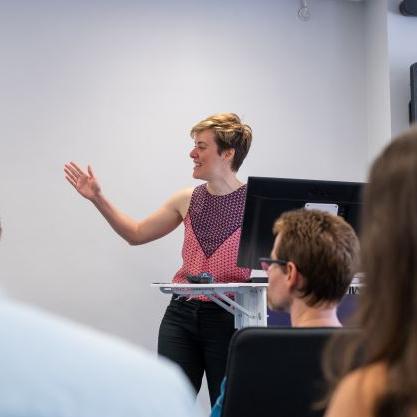 DSPI doctoral students in a lecture room