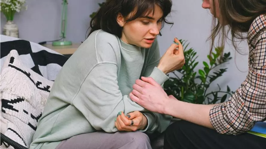A counsellor supporting a teenager
